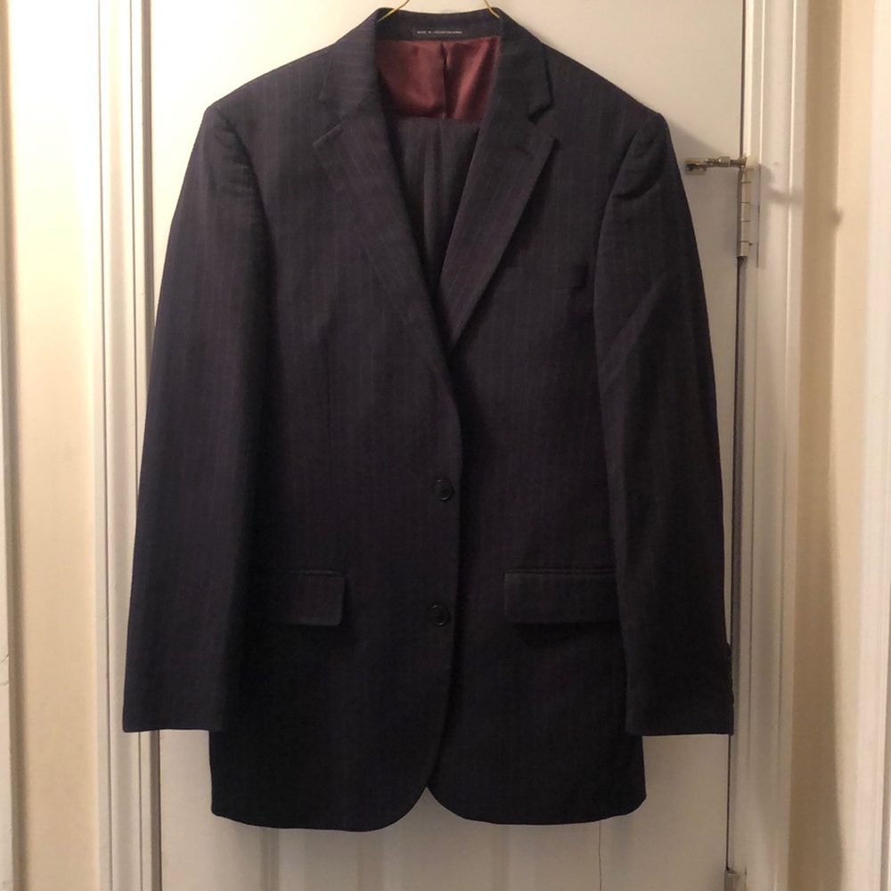 Perry Ellis  portfolio navy grey pointe stripe